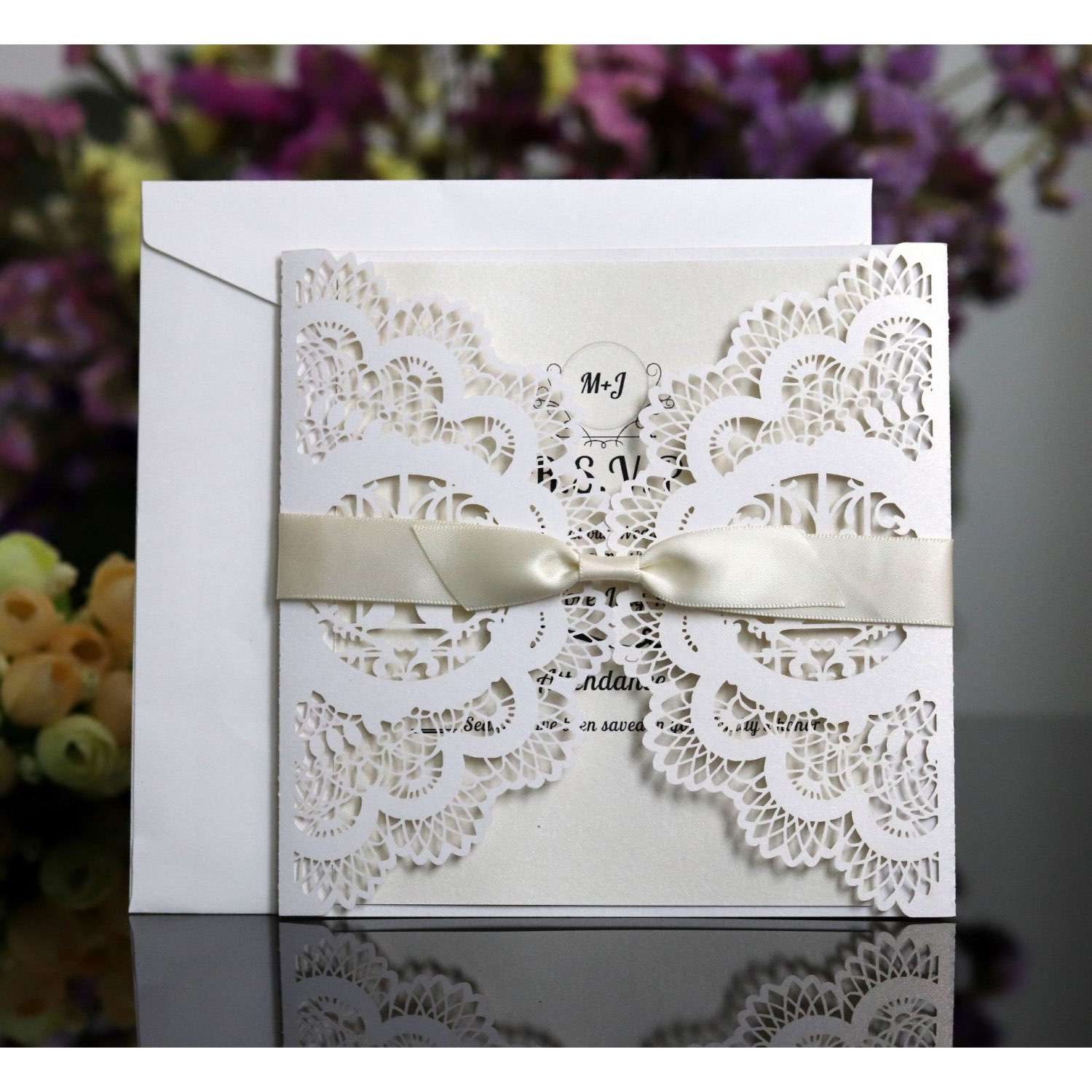 White Invtation Card Laser Cut Paper Wedding Invitations Wholesale